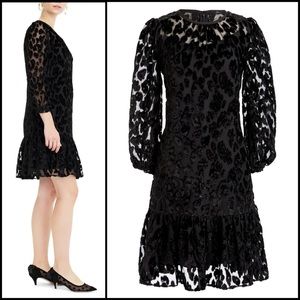 J. Crew Black Velvet Leopard Cocktail Party Dress